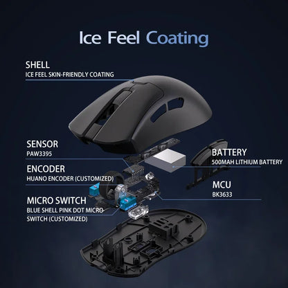 Delux M900PRO Ultra-Light Wireless Gaming Mouse, PAW3395 26K DPI, 1K/8K Polling Rate, Ergonomic Gaming Mouse for Large Hands, 50g PC Gaming Mouse