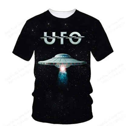 Summer UFO Alien 3d Print T-shirt Men Fashion Casual O-Neck Short Sleeve Tshirt Funny Mysterious Spaceship Tops Tees Men Clothes