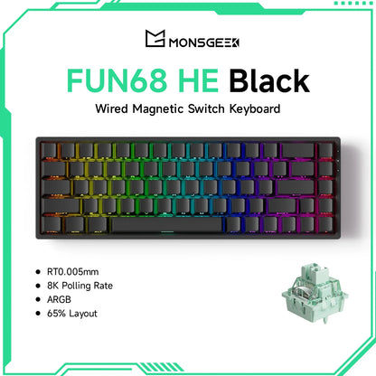 Akko MonsGeek FUN68 FUN60 PRO&MAX HE Magnetische Tastatur 60% 65% Gaming-Tastaturen Rapid Trigger 8K Custom Keyboard Gamer Esports