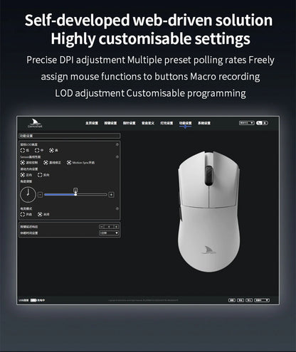 Souris gaming sans fil Darmoshark M3 V2 Tri-Mode 8K, capteur PAW3395, 26K DPI – Souris gaming ultra-légère pour PC et ordinateur portable