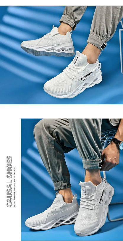 Modische lila Freizeit-Sneaker für Damen und Herren, Blade-Laufschuhe, große Größe 48, leichte, atmungsaktive Sportschuhe für Herren, Mesh-Sneaker