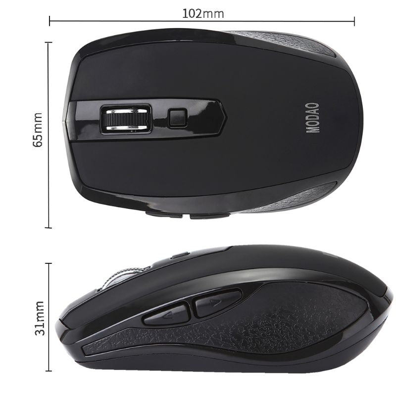 2.4G Wireless Mouse USB Type-C, Ergonomic Silent Wireless Mouse with 6 Buttons, Adjustable 800/1200/1600 DPI, Type-C Receiver for Laptop, PC & Mac