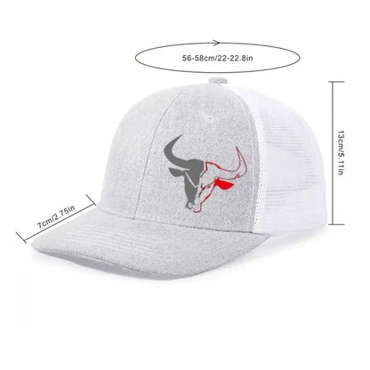 Cappellino da baseball estivo casual con stampa "Bull Head", visiera sportiva hip hop traspirante in rete, cappelli da sole regolabili per uomo e donna
