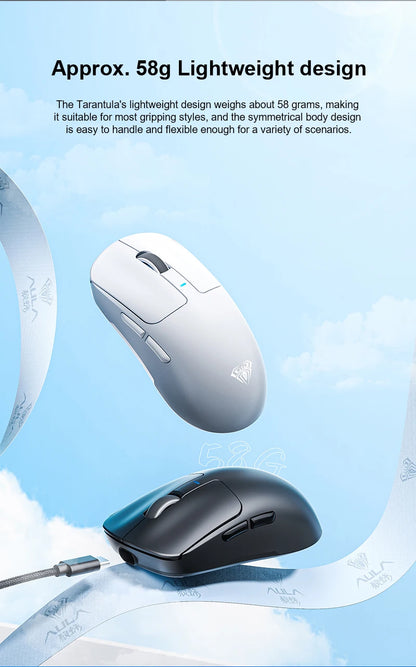 AULA SC680 Wireless Gaming Mouse, Tri-Mode Bluetooth 5.0/2.4G/Wired Gaming Mouse with PAW3395 Sensor, 26000 DPI Super Lightweight Gaming Mouse for PC, Mac & Laptop