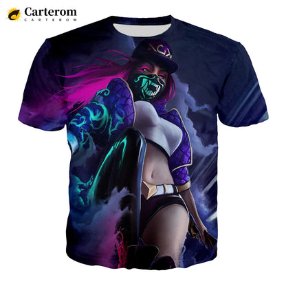 Sexy Akali 3D Print T-shirt League Of Legends T Shirt Men Women Fashion Casual Harajuku Style Tshirt Streetwear Cool Tops