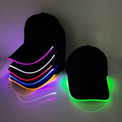 Cappello per adulti con LED e fibra ottica, cappellino alla moda, cappello di tendenza per discoteca, concerti, balli in maschera, eventi all’aperto e divertimento, cappello rap estivo