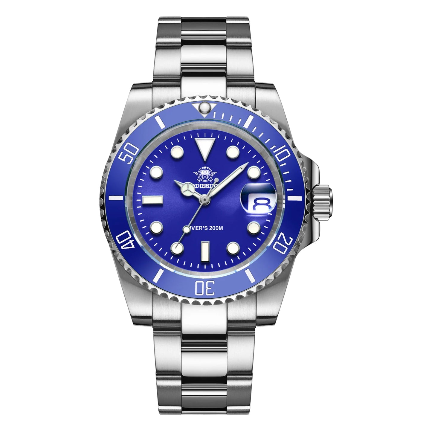 ADDIESDIVE klassische Herrenuhr mit Keramiklünette, 200m wasserdicht, lässige Quarzuhr mit BGW9 blauer Leuchtmasse, Geschenkuhr MY-H3-2