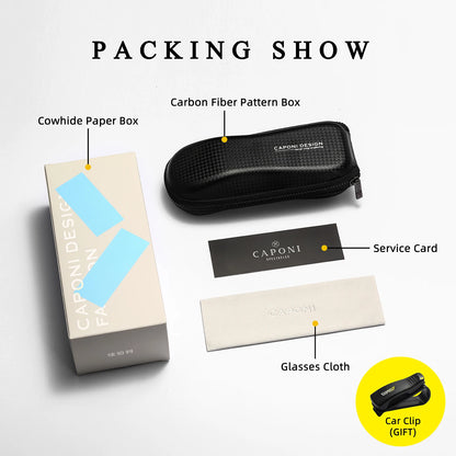 CAPONI Nylon Polarized Sunglasses For Men Square Driving Fashionable Alloy Shades Anti-Glare UV400 Protection Sun Glasses CP1325