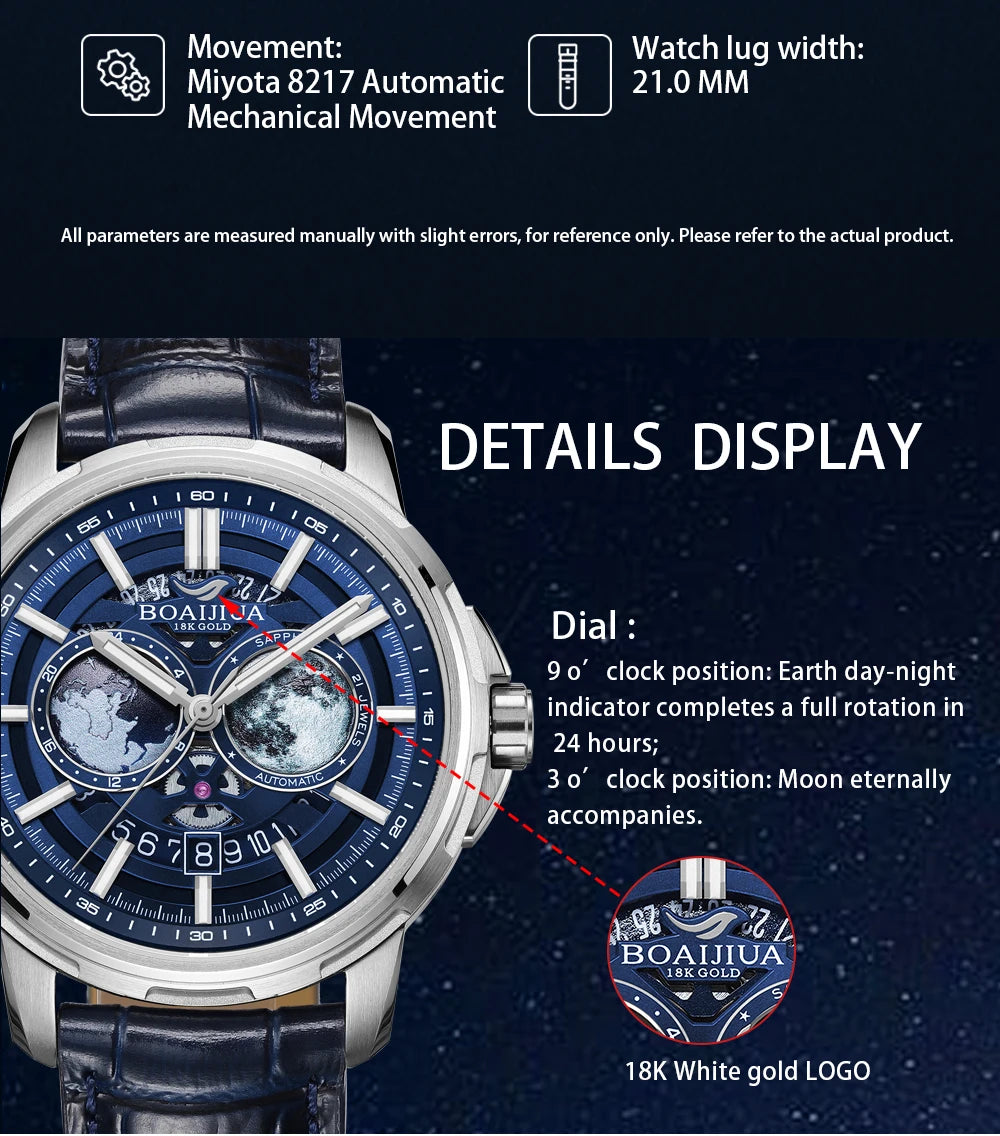 BORIAGE(BOAIJIUA) Fully Automatic Mechanical Men's Watch Original Design Mechanical Watches  Waterproof Luminous Wristwatch