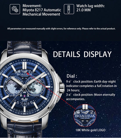 BORIAGE(BOAIJIUA) Fully Automatic Mechanical Men's Watch Original Design Mechanical Watches  Waterproof Luminous Wristwatch
