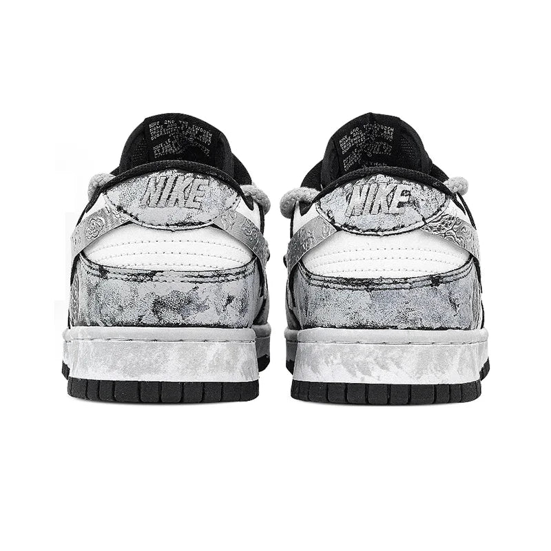 Custom Sneakers Nike Dunk "Silver Bloom Rose" Ink Wash & Splatter Wear-Resistant Low-Top Unisex Skate Shoes