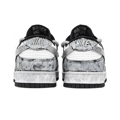 Custom Sneakers Nike Dunk "Silver Bloom Rose" Ink Wash & Splatter Wear-Resistant Low-Top Unisex Skate Shoes