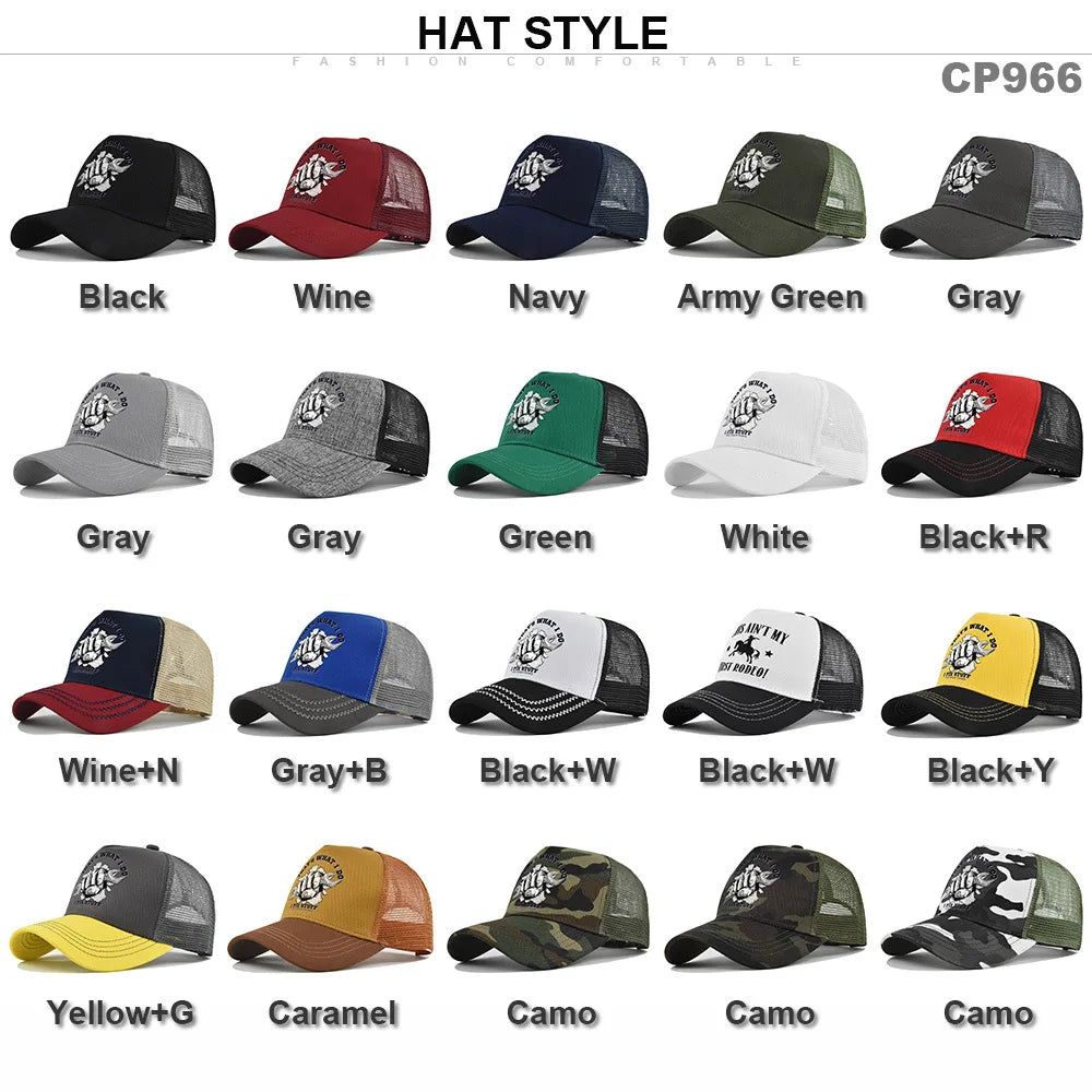 Modebaseballkasket i printet, åndbart net til forår/sommer – Gorras med personligt logo til mænd, kvinder og par – Visirhat, casquette