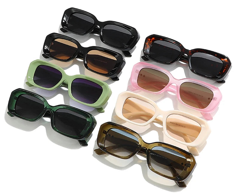 SHAUNA Retro Square Sunglasses Women Fashion Rivets Gradient Shades UV400 Men Green Pink Sun Glasses