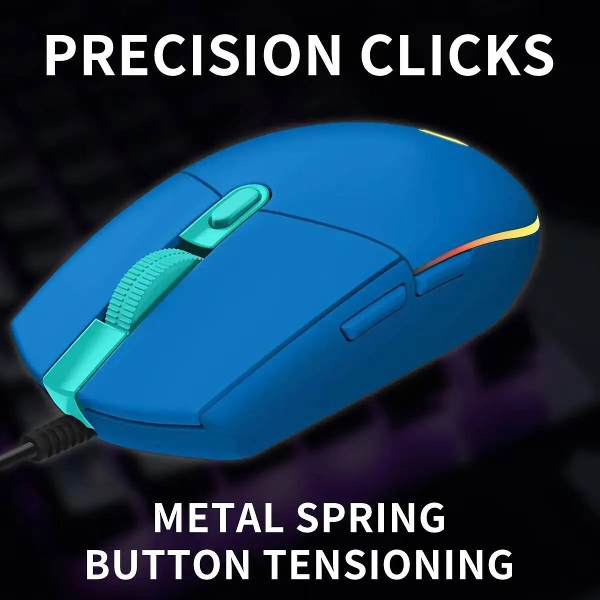 Logitech G203 LIGHTSYNC Wired Gaming Mouse 8000 DPI RGB Sensor, 6 Buttons Mechanical Tensioning USB Mouse for Gaming & Office
