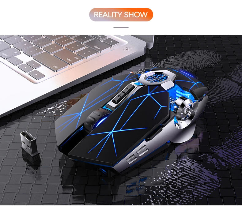 UTHAI A7 Rechargeable Wireless Bluetooth Mouse, Silent Ergonomic Wireless Mouse with RGB Light, 2.4GHz Gaming & Office Mouse