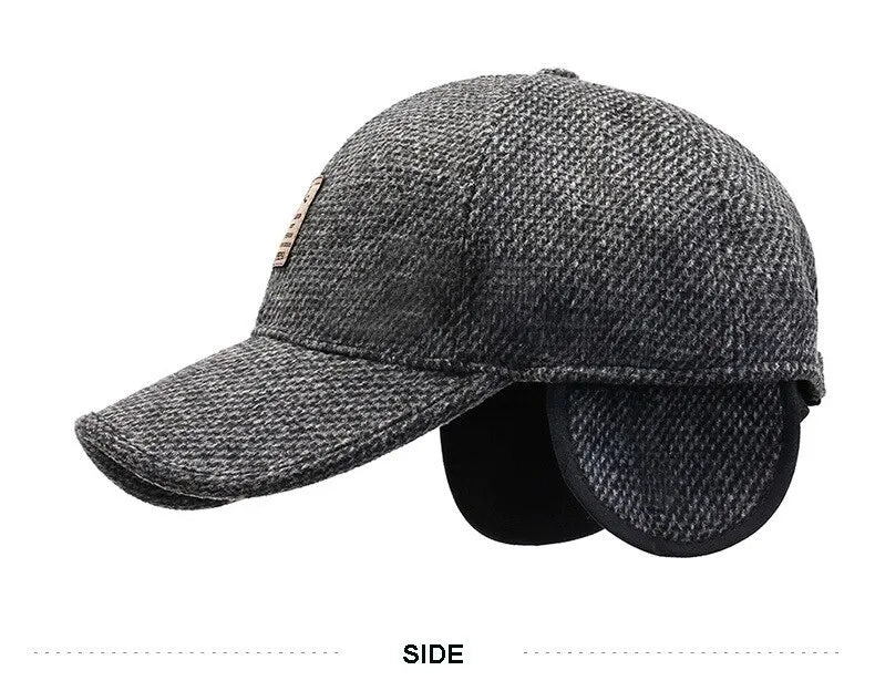 Cappellino da baseball in maglia di lana per l'inverno con paraorecchie - Cappellino da baseball da uomo, cappelli caldi e imbottiti con paraorecchie - Cappellini sportivi da golf - Snapback