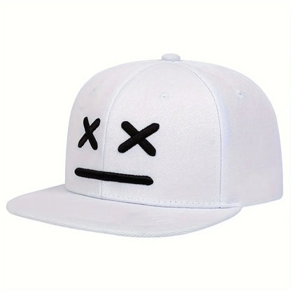 Cappellini unisex XX con ricamo a faccina sorridente, stile hip-hop, primavera-autunno, casual, regolabili, con chiusura a scatto, cappellini da baseball, cappellini parasole, cappellini sportivi
