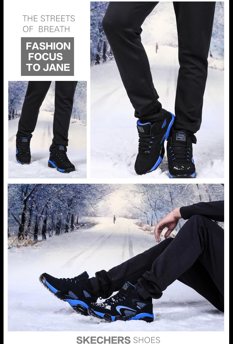 Herresnøstøvler, vintervarme, par, casual sneakers, mode, læder, udendørs, sport, løb, tennis, herre, skridsikre, store størrelser, 48, træningssko