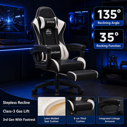 AOLIVIYA Gaming Reclining Chair Ergonomic Office Chair with Footrest, Adjustable Swivel Computer Chair, Racing Style E-Sports Gaming Seat