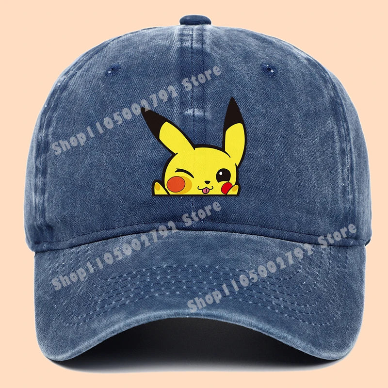 Pokémonové baseballové čepice Pikachu Kawaii Anime postavičky Sluneční klobouky Letní outdoorové sluneční klobouky pro rodiče a děti Módní kšiltovka s kachním jazykem Dárek