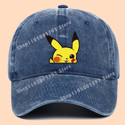 Pokémonové baseballové čepice Pikachu Kawaii Anime postavičky Sluneční klobouky Letní outdoorové sluneční klobouky pro rodiče a děti Módní kšiltovka s kachním jazykem Dárek