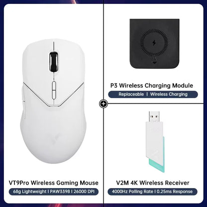 Rapoo VT9PRO Wireless Gaming Mouse PAW3398 26000 DPI Lightweight Programmable Ergonomic Gaming Mouse with Type-C Rechargeable Dual Mode