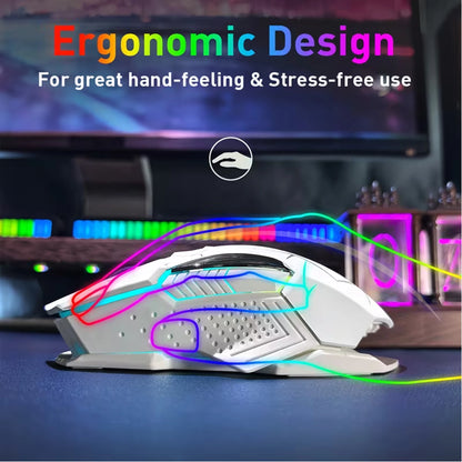 Wireless Gaming Mouse 2.4G Rechargeable Gaming Mouse with RGB Breathing Light, 2400 DPI, 6 Buttons, Instant Response Wireless Mouse for PC, Laptop & Gaming Switch