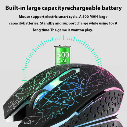 Wireless Gaming Mouse 2.4G Rechargeable Bluetooth Mouse with RGB Backlight, 6-Button Wireless Gaming Mouse for PC, Laptop & E-Sports