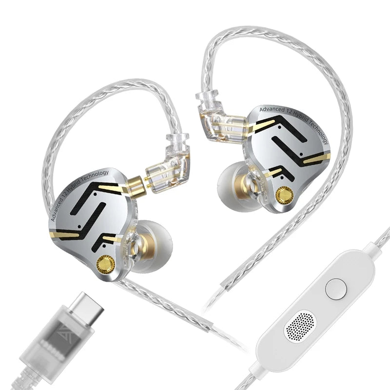 Auriculares intraaurales híbridos KZ ZS12 PRO 2 – Auriculares gaming con cable, graves HiFi y drivers superlineales