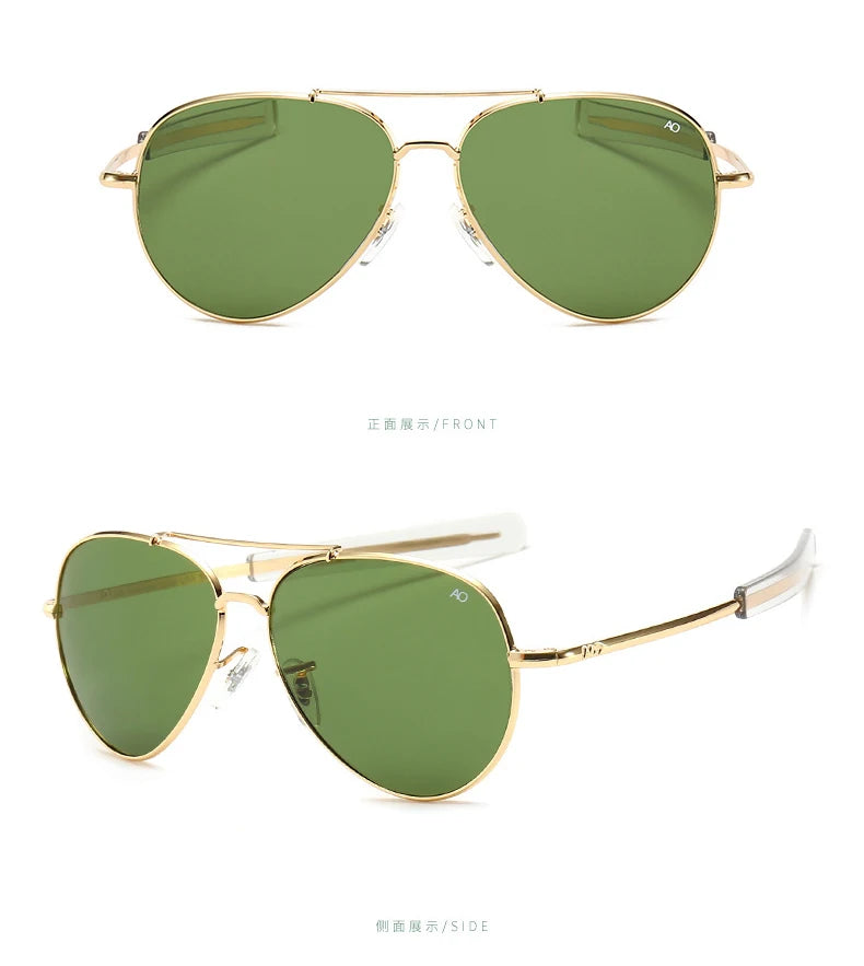 AO Aviation Men's Retro Sunglasses Fashion Pilot American Optical Sun Glasses for Women Unisex Metal UV400 SunShades  Gafas AO57