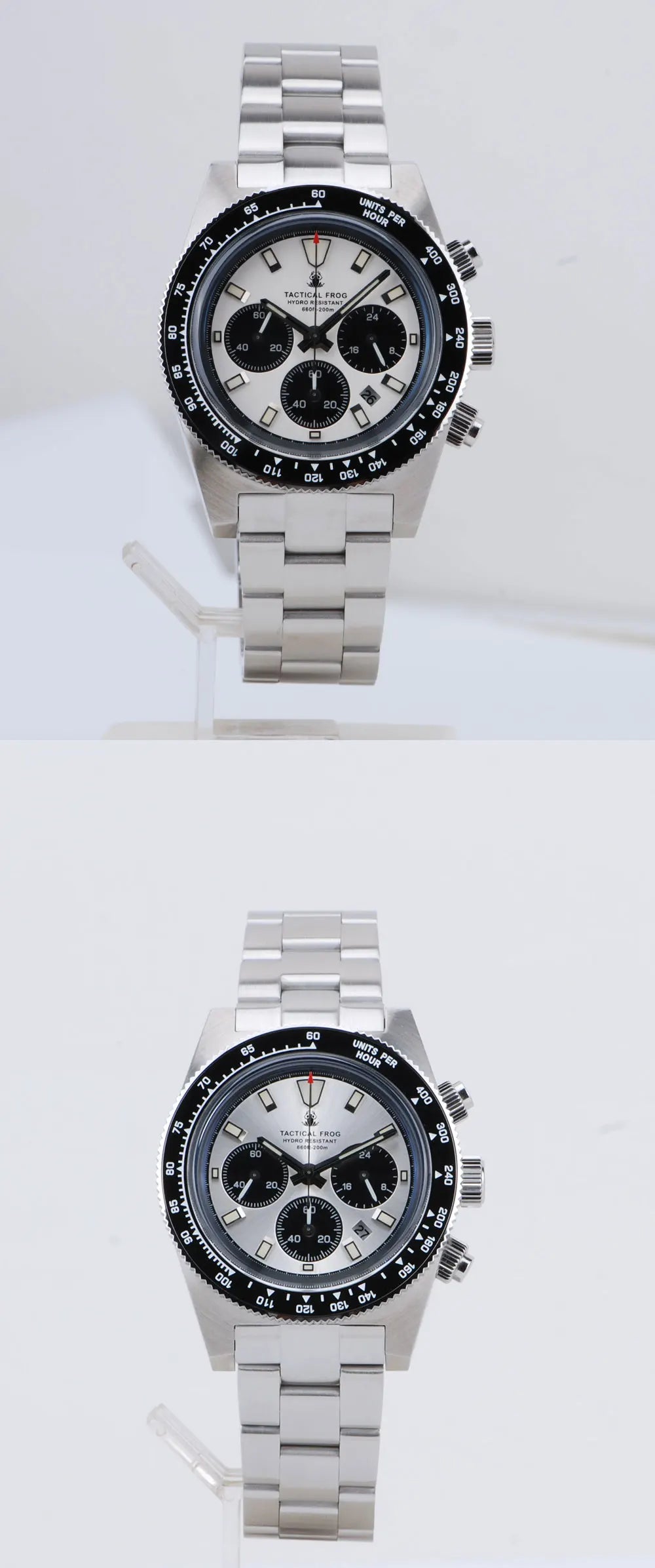 Tactical Frog Men's Business Diving Watch VS75B Quartz Chronograph 316L Steel Sapphire 200M Waterproof C3 Luminous Mens Watch