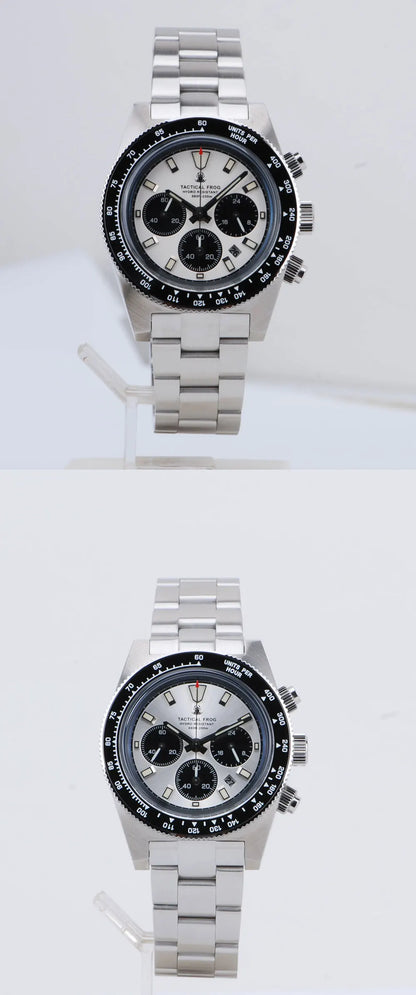 Tactical Frog Men's Business Diving Watch VS75B Quartz Chronograph 316L Steel Sapphire 200M Waterproof C3 Luminous Mens Watch
