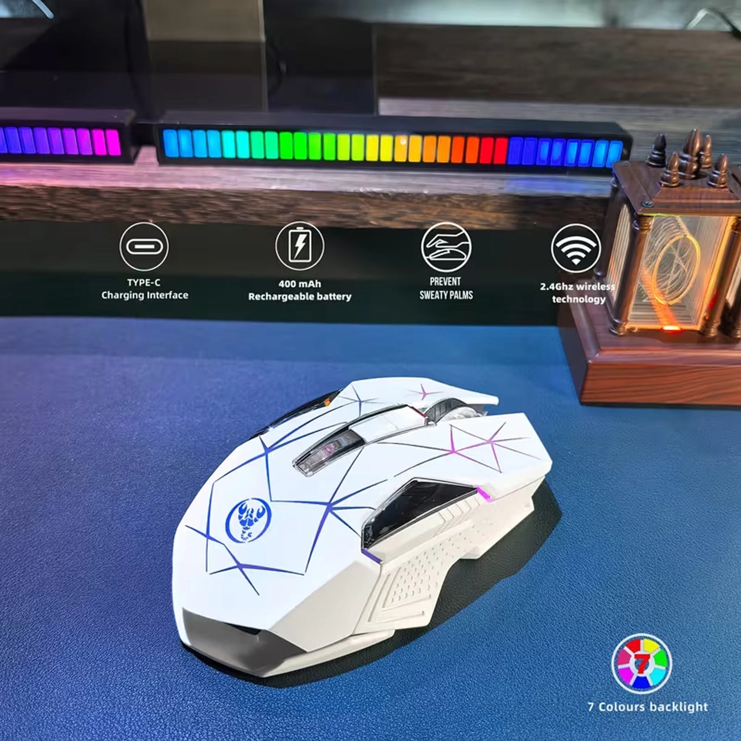 Wireless Gaming Mouse 2.4G Rechargeable Gaming Mouse with RGB Breathing Light, 2400 DPI, 6 Buttons, Instant Response Wireless Mouse for PC, Laptop & Gaming Switch