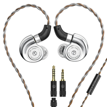 TRN Conch In-Ear Monitor Earphones – DLC Diamond Diaphragm Dynamic Driver HiFi Wired Earbuds with Tuning Nozzle Filters