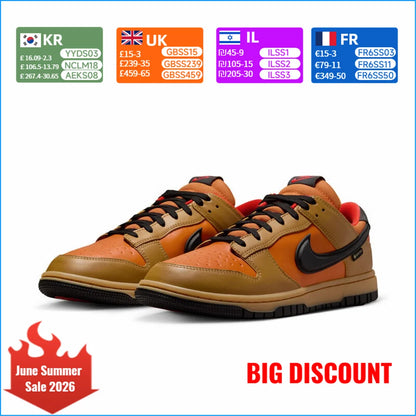 Nike Dunk Classic alsidige, vandtætte skate-sko med lavt skaft til mænd, brune, HQ2053-700