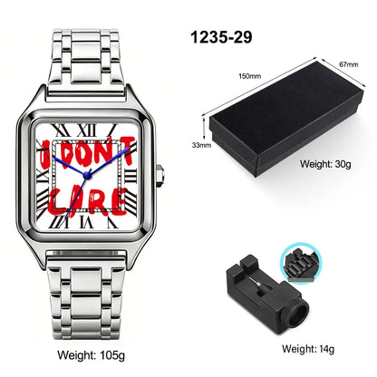 FUCK9.5 Stainless Steel Alloy Square Dial Simple Elegant Ins Style Light Luxury High-end Unisex Square Waterproof Quartz Watch