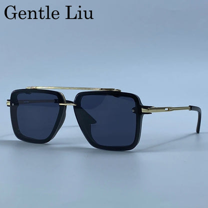 Steampunk Square Double Bridge Sunglasses Men Big 2026 Luxury Brand Designer Retro Punk Driving Sun Glasses Metal Frame Eyewear