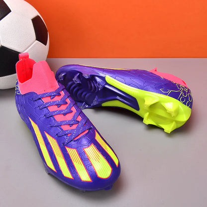 Scarpe da calcio professionali da uomo alla caviglia per erba, unisex, con tacchetti lunghi FG, scarpe da calcio Chuteira Society
