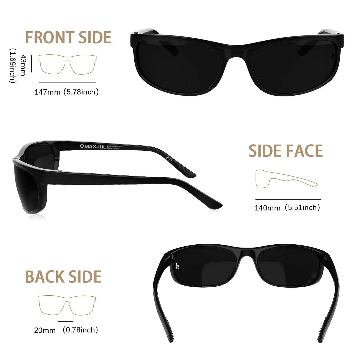 Z87 Oversized Safety Sunglasses Men Big Wide Heads TR90 Ultralight UV400 Sport Driving Fishing Z8807