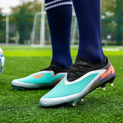 Football Shoes Men Quality Outdoor Training Soccer Boots Black White Long Spike Suitable for Teenager Boys Big Size