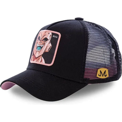 Cappellino da viaggio estivo Dragon Ball Buu Goku per uomo, con visiera, ricamo, stile hip-hop, visiera parasole, regolabile, in rete, tipo "trucker"