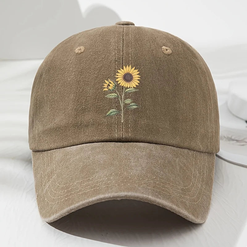 Retro Sunflower Pattern Baseball Hat Dad Hat, Suitable for Outdoor Sports, Fishing and Camping, Hiking Hat