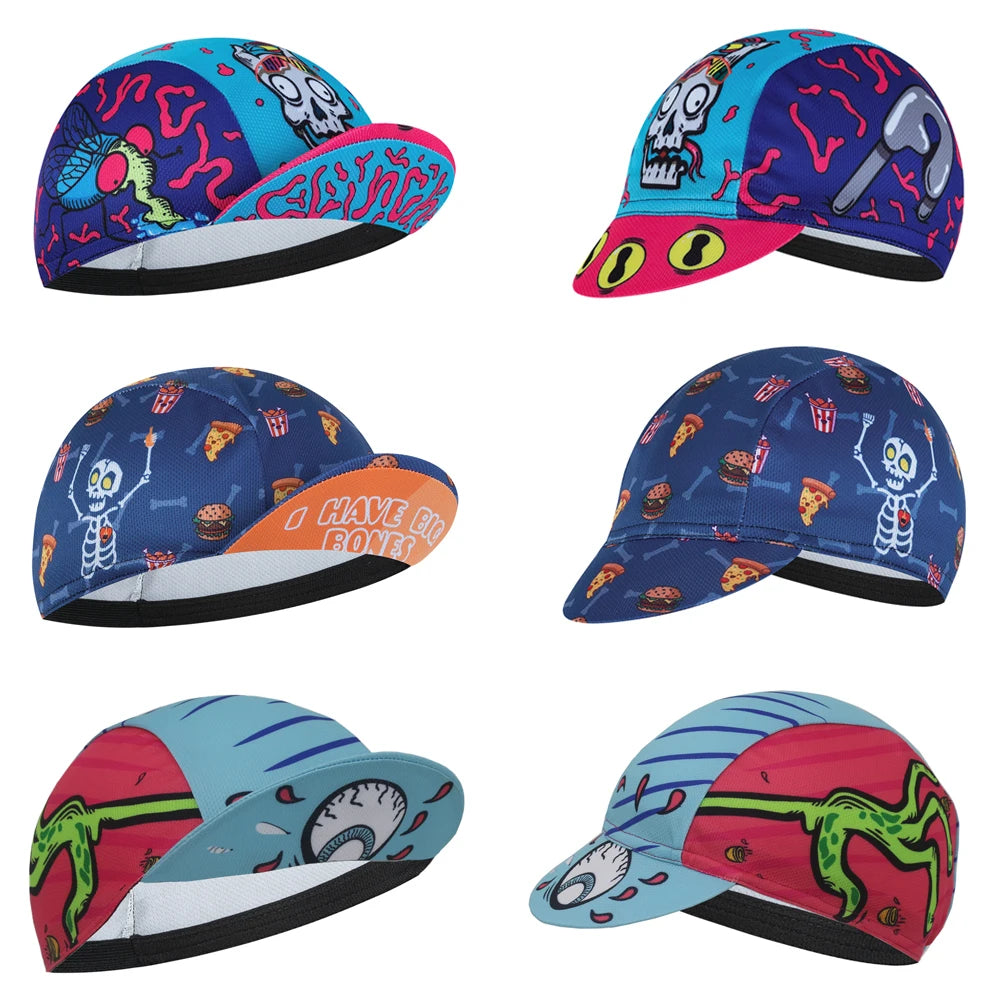 Cappellino da ciclismo con teschio per uomo e donna, cappellino sportivo da esterno, estivo, traspirante, da indossare sotto il casco da ciclismo