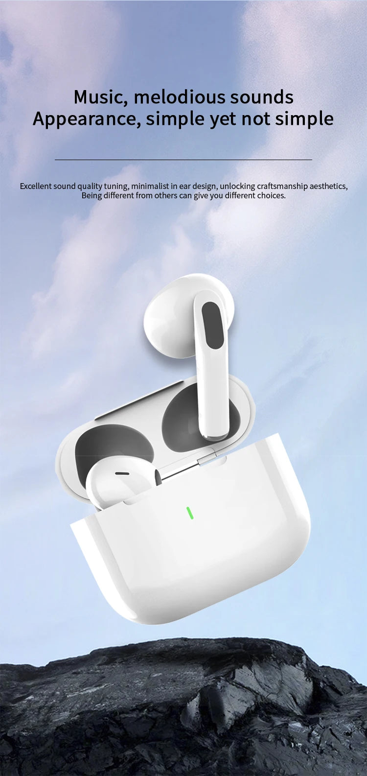 UEESFIT A6 TWS Wireless Bluetooth Earbuds with ANC, HiFi Stereo Sound, IPX5 Waterproof Sports Earphones, Touch Control Headphones with Mic