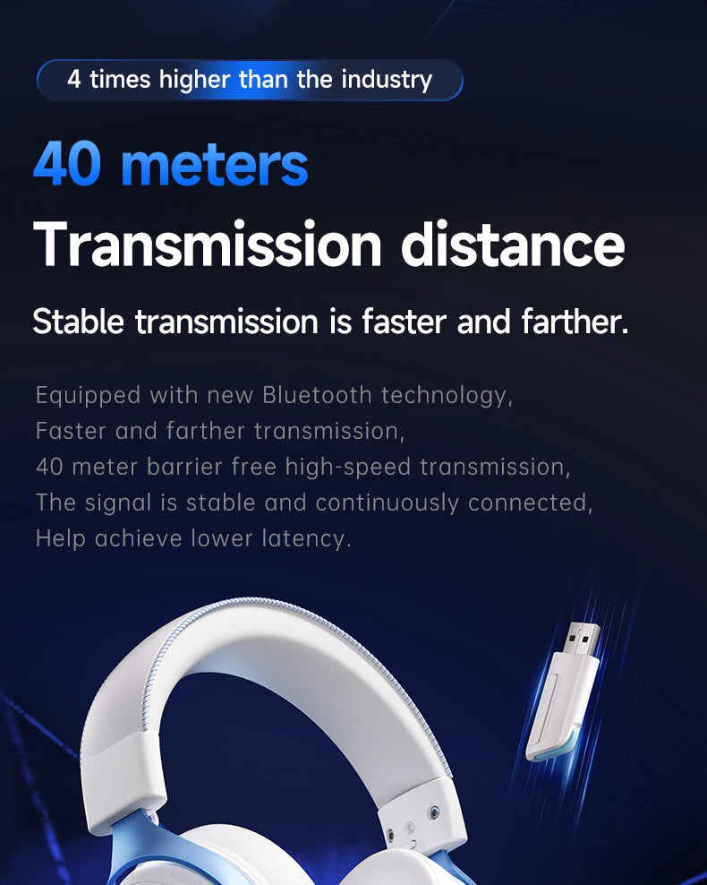 MCHOSE V9 Pro Wireless Gaming Headset 7.1 Surround Sound, Bluetooth 5.3 Headphones with Noise Cancelling Mic, Low Latency PC Gaming Headset