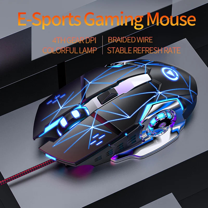 USB Wired Gaming Mouse 6-Button Ergonomic Gaming Mouse with Adjustable DPI, RGB Backlit Optical Gaming Mouse for PC, Laptop & Desktop