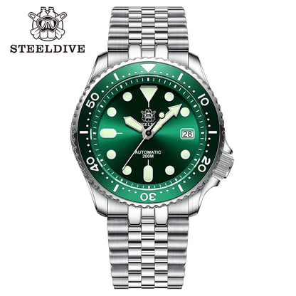 Mechanical Watch For Men STEELDIVE SD1973 Japan NH35 Automatic Movement Ceramic Bezel 200M Waterproof Classic Dive Small Abalone