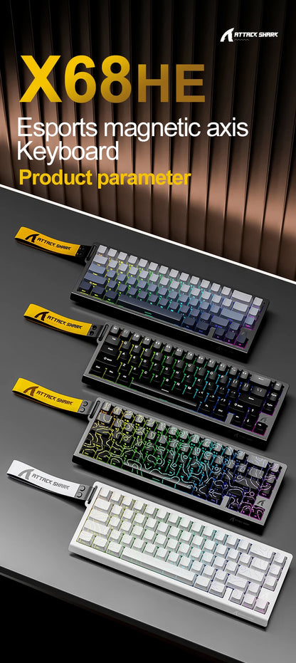 ATTACK SHARK X68HE Magnetic Mechanical Keyboard, 8000Hz Rapid Trigger Gaming Keyboard with Hall Effect Magnetic Switches, SOCD, 0.01mm RT, Wired RGB Keyboard