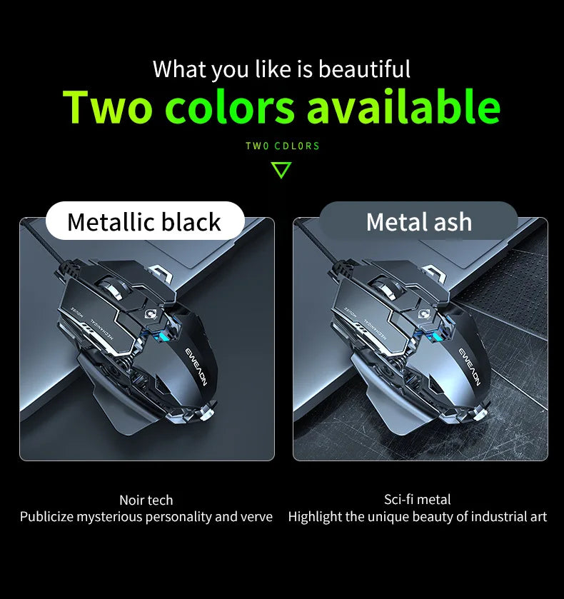 Mechanical Metal Gaming Mouse Wired Ergonomic RGB Gaming Mouse, 12800 DPI Optical USB Gaming Mouse with 7 Programmable Buttons for PC & Laptop